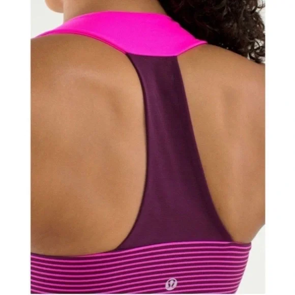 Lululemon Scoop Neck Tank in Hyper Raspberry Stripe Glo - Picture 5 of 8